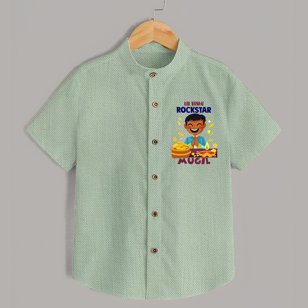 Lil Vishu Rockstar Baby SHIRT – Cute Festive Kids Wear for Vishu Celebration - MINT GREEN - 0 - 6 Months Old (Chest 23")