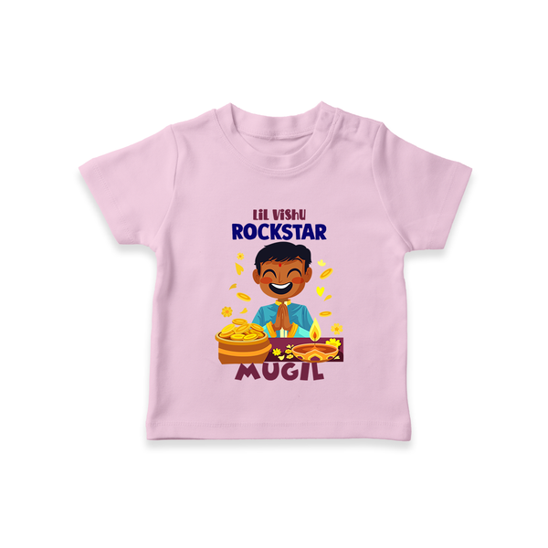 Lil Vishu Rockstar Baby T-Shirt – Cute Festive Kids Wear for Vishu Celebration - BABY PINK - 0-5 Months Old (Chest 17")