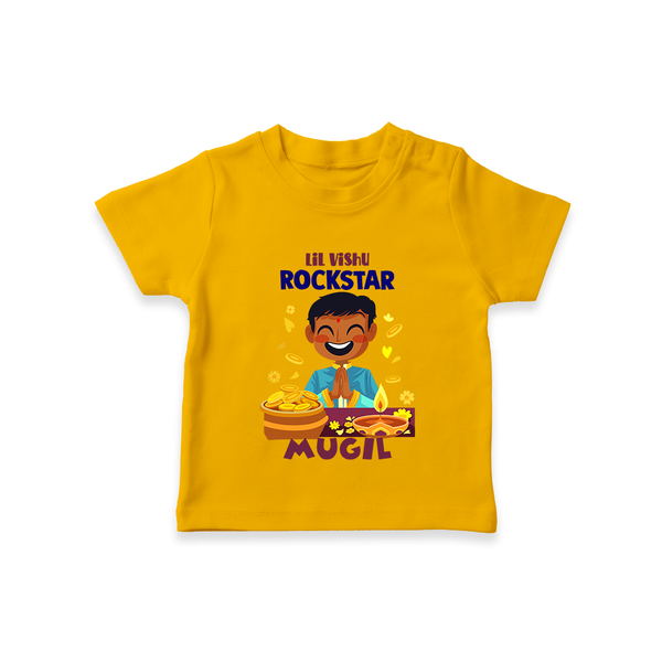 Lil Vishu Rockstar Baby T-Shirt – Cute Festive Kids Wear for Vishu Celebration - CHROME YELLOW - 0-5 Months Old (Chest 17")