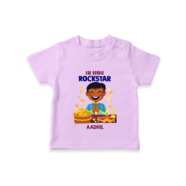 Lil Vishu Rockstar Baby T-Shirt – Cute Festive Kids Wear for Vishu Celebration - LILAC - 0-5 Months Old (Chest 17")