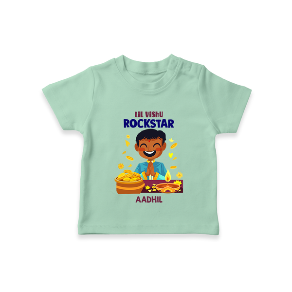 Lil Vishu Rockstar Baby T-Shirt – Cute Festive Kids Wear for Vishu Celebration - MINT GREEN - 0-5 Months Old (Chest 17")