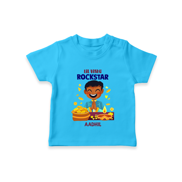 Lil Vishu Rockstar Baby T-Shirt – Cute Festive Kids Wear for Vishu Celebration - SKY BLUE - 0-5 Months Old (Chest 17")