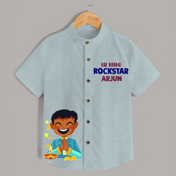 Lil Vishu Rockstar Kids Shirt – Festive Vishu Outfit for Boys - ARCTIC BLUE - 0 - 6 Months Old (Chest 23")