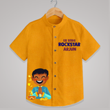 Lil Vishu Rockstar Kids Shirt – Festive Vishu Outfit for Boys - CHROME YELLOW - 0 - 6 Months Old (Chest 23")