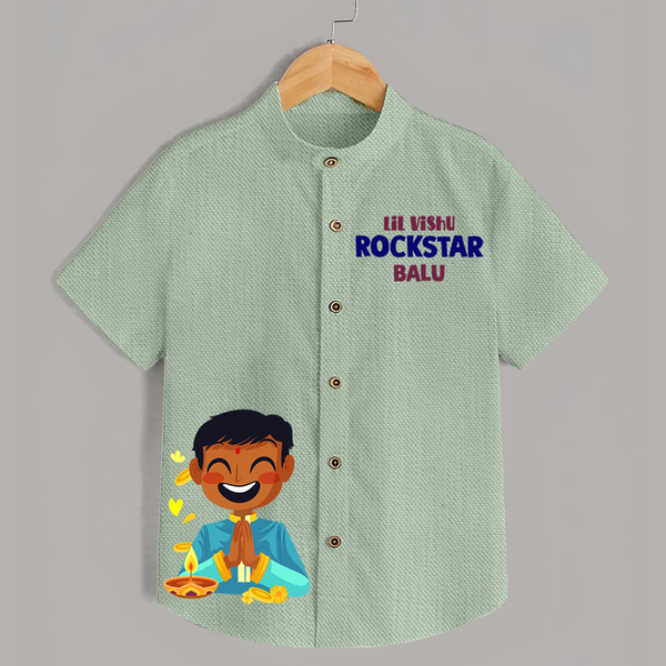 Lil Vishu Rockstar Kids Shirt – Festive Vishu Outfit for Boys - MINT GREEN - 0 - 6 Months Old (Chest 23")
