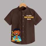 Lil Vishu Rockstar Kids Shirt – Festive Vishu Outfit for Boys - CHOCOLATE BROWN - 0 - 6 Months Old (Chest 23")