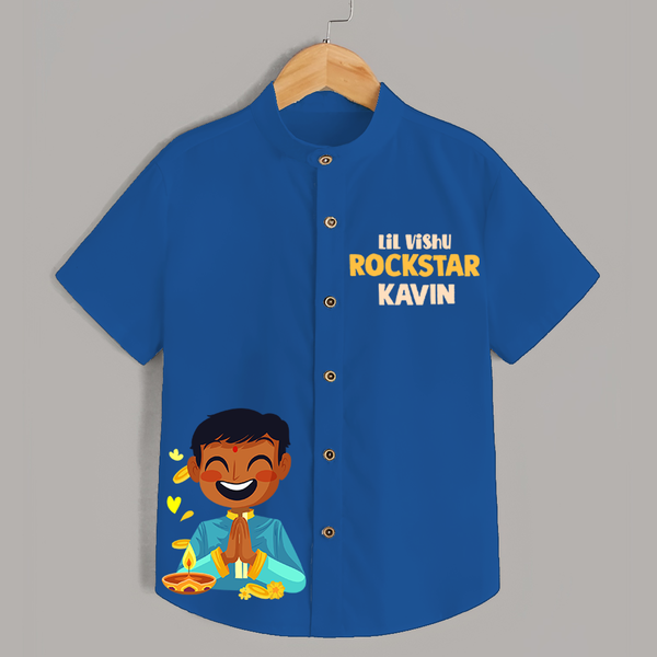 Lil Vishu Rockstar Kids Shirt – Festive Vishu Outfit for Boys - COBALT BLUE - 0 - 6 Months Old (Chest 23")