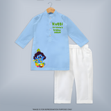 Kutti Krishna Vishu Kids KURTA – Baby Krishna Festive Wear - BABY BLUE - 3 - 6 Months Old (Chest 24", Kurta Length 14'', Waist 19", Pant Length 14")