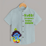 Kutti Krishna Vishu Kids Shirt – Baby Krishna Festive Wear - ARCTIC BLUE - 0 - 6 Months Old (Chest 23")