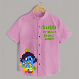 Kutti Krishna Vishu Kids Shirt – Baby Krishna Festive Wear - BABY PINK - 0 - 6 Months Old (Chest 23")