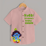 Kutti Krishna Vishu Kids Shirt – Baby Krishna Festive Wear - PEACH - 0 - 6 Months Old (Chest 23")