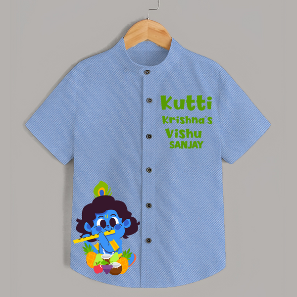Kutti Krishna Vishu Kids Shirt – Baby Krishna Festive Wear - SKY BLUE - 0 - 6 Months Old (Chest 23")