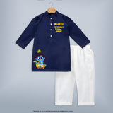 Kutti Krishna Vishu Kids KURTA – Baby Krishna Festive Wear - NAVY BLUE - 3 - 6 Months Old (Chest 24", Kurta Length 14'', Waist 19", Pant Length 14")