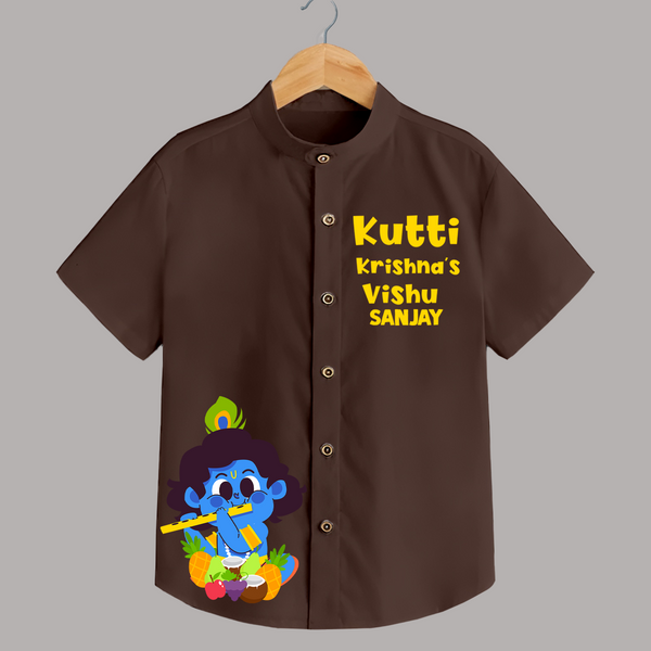 Kutti Krishna Vishu Kids Shirt – Baby Krishna Festive Wear - CHOCOLATE BROWN - 0 - 6 Months Old (Chest 23")