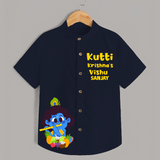 Kutti Krishna Vishu Kids Shirt – Baby Krishna Festive Wear - NAVY BLUE - 0 - 6 Months Old (Chest 23")