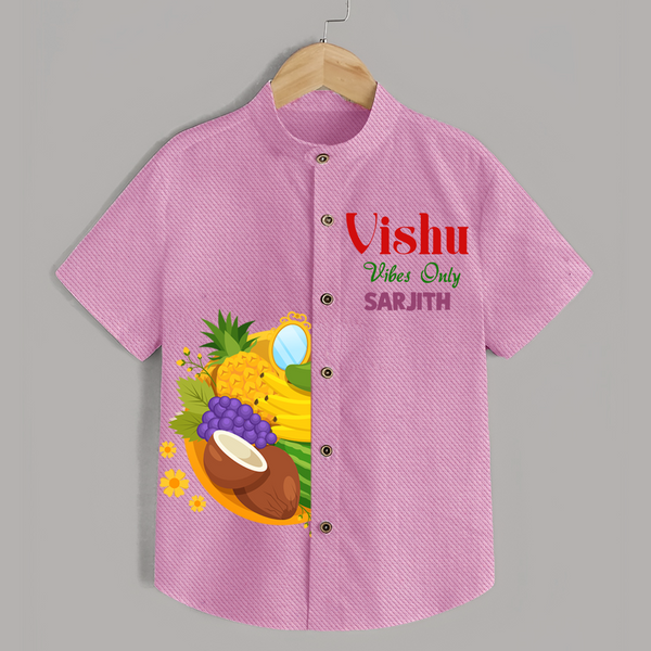 Vishu Vibes Only Kids Shirt – Traditional Vishu Kani Theme Outfit - BABY PINK - 0 - 6 Months Old (Chest 23")