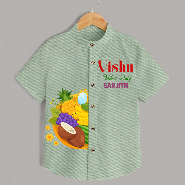 Vishu Vibes Only Kids Shirt – Traditional Vishu Kani Theme Outfit - MINT GREEN - 0 - 6 Months Old (Chest 23")