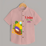 Vishu Vibes Only Kids Shirt – Traditional Vishu Kani Theme Outfit - PEACH - 0 - 6 Months Old (Chest 23")