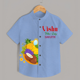 Vishu Vibes Only Kids Shirt – Traditional Vishu Kani Theme Outfit - SKY BLUE - 0 - 6 Months Old (Chest 23")