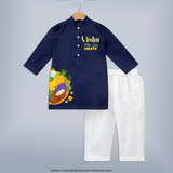 Vishu Vibes Only Kids KURTA – Traditional Vishu Kani Theme Outfit - NAVY BLUE - 3 - 6 Months Old (Chest 24", Kurta Length 14'', Waist 19", Pant Length 14")