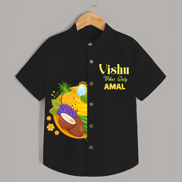 Vishu Vibes Only Kids Shirt – Traditional Vishu Kani Theme Outfit - BLACK - 0 - 6 Months Old (Chest 23")