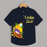 Vishu Vibes Only Kids Shirt – Traditional Vishu Kani Theme Outfit - NAVY BLUE - 0 - 6 Months Old (Chest 23")