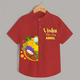 Vishu Vibes Only Kids Shirt – Traditional Vishu Kani Theme Outfit - RED - 0 - 6 Months Old (Chest 23")