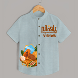Vishu Wishes Kids Shirt – Malayalam Typography Festive Wear - ARCTIC BLUE - 0 - 6 Months Old (Chest 23")