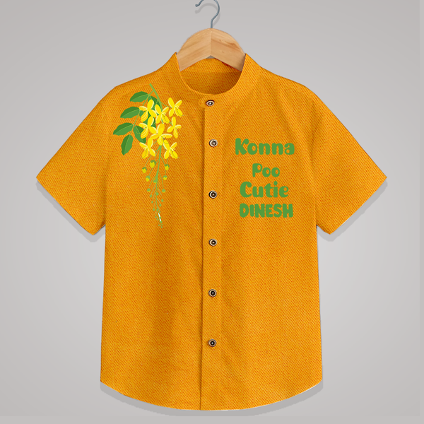 Konna Poo Cutie Kids Shirt – Kerala Vishu Flower Theme Outfit - CHROME YELLOW - 0 - 6 Months Old (Chest 23")