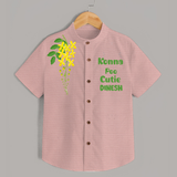 Konna Poo Cutie Kids Shirt – Kerala Vishu Flower Theme Outfit - PEACH - 0 - 6 Months Old (Chest 23")