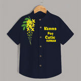 Konna Poo Cutie Kids Shirt – Kerala Vishu Flower Theme Outfit - NAVY BLUE - 0 - 6 Months Old (Chest 23")