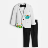 Second Year Jungle Themed Customized Knitted Blazer With Name For Kids - WHITE - 1 Year Old (Blazer - Chest 23"/Pant Length 17"/Pant Waist 21")