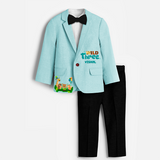 Third Year Jungle Themed Customized Knitted Blazer With Name For Kids - ARCTIC BLUE - 1 Year Old (Blazer - Chest 23"/Pant Length 17"/Pant Waist 21")