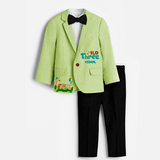 Third Year Jungle Themed Customized Knitted Blazer With Name For Kids - PASTEL GREEN - 1 Year Old (Blazer - Chest 23"/Pant Length 17"/Pant Waist 21")