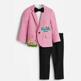 Eleventh Year Jungle Themed Customized Knitted Blazer With Name - PINK - 1 Year Old (Blazer - Chest 23"/Pant Length 17"/Pant Waist 21")