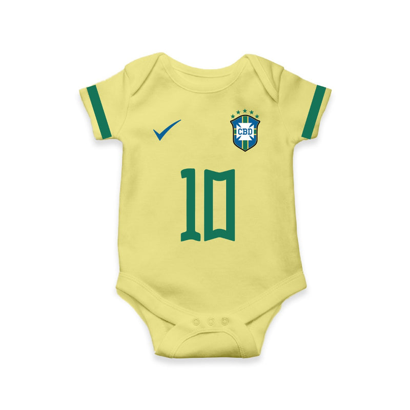 Baby Football Star Romper | Brazil National Team Themed Custom Outfit