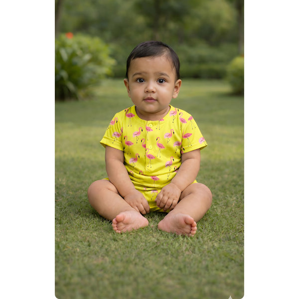 Sunny Flamingo Baby Romper