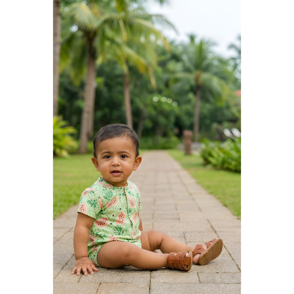 Tropical Pineapple Light Green Baby Romper