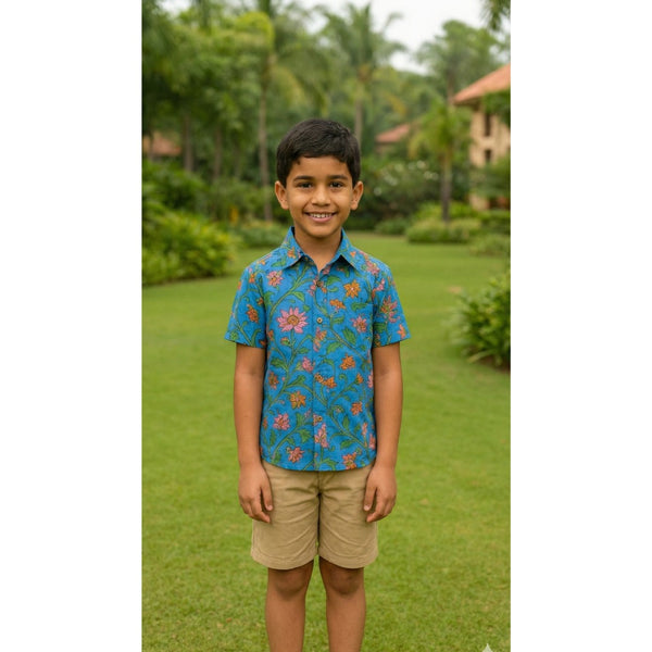 Blooming Blue Lotus Boy Kid Shirt