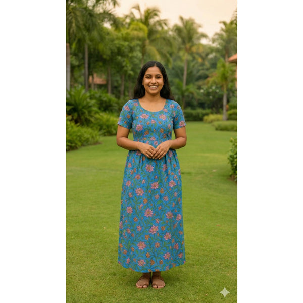 Blooming Blue Lotus  Mom Dress