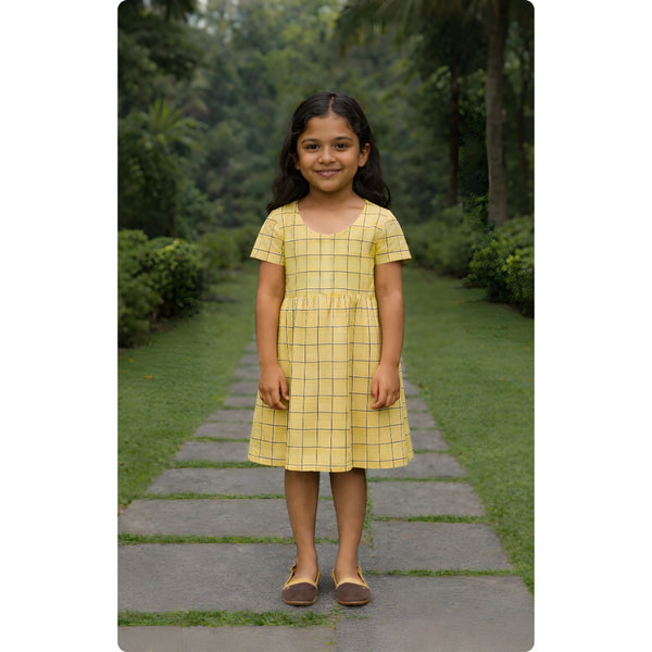 Sunny Grid Girl Kid Dress