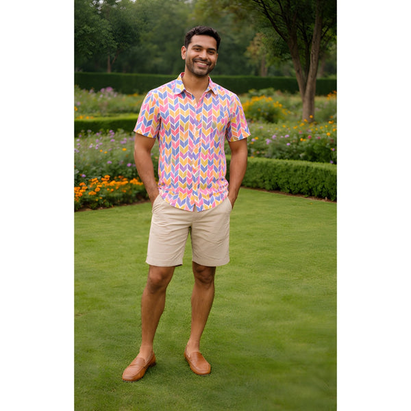 Vibrant Multicolour Geometric Dad Shirt