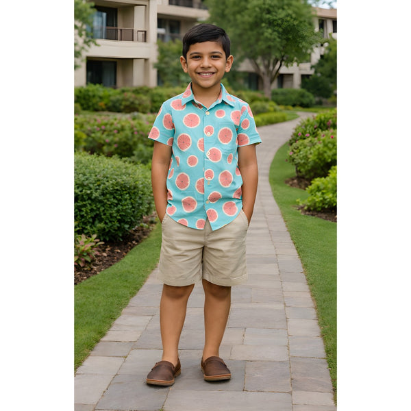 Fresh Aqua Citrus Slice Boy Kid Shirt