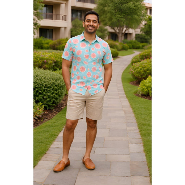 Fresh Aqua Citrus Slice Dad Shirt