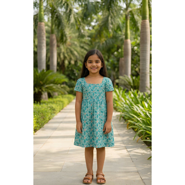 Aqua Leaf Breeze Girl Kid Dress