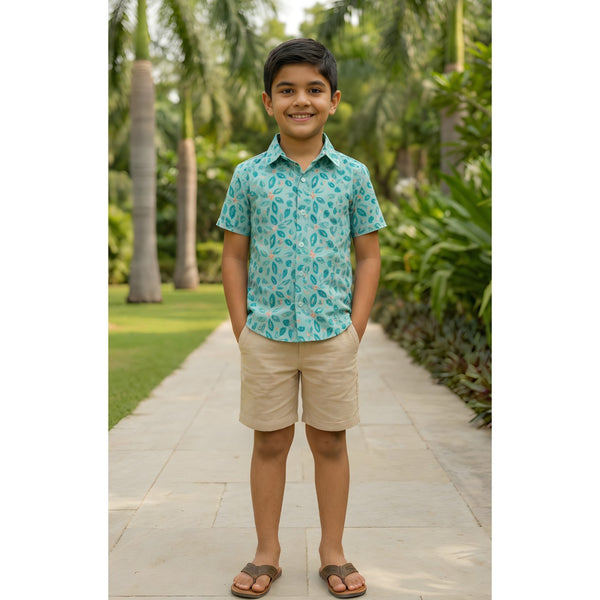 Aqua Leaf Breeze Boy Kid Shirt