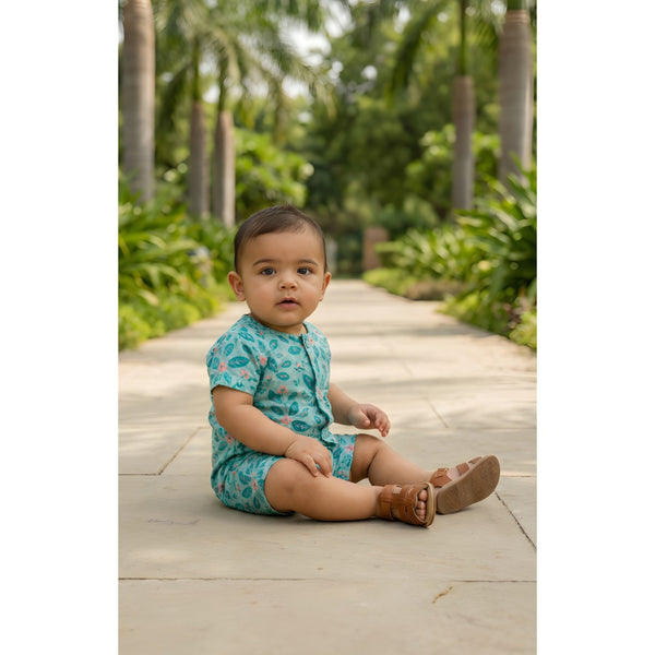 Aqua Leaf Breeze Baby Romper