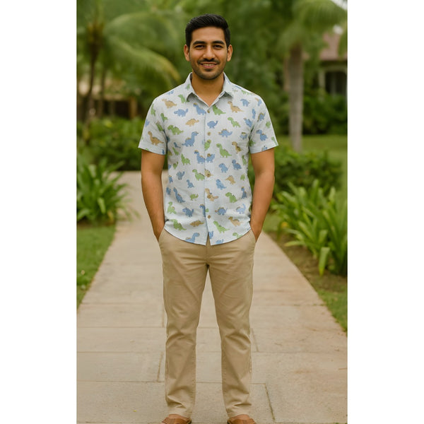Dinosaur Printed Dad Shirt
