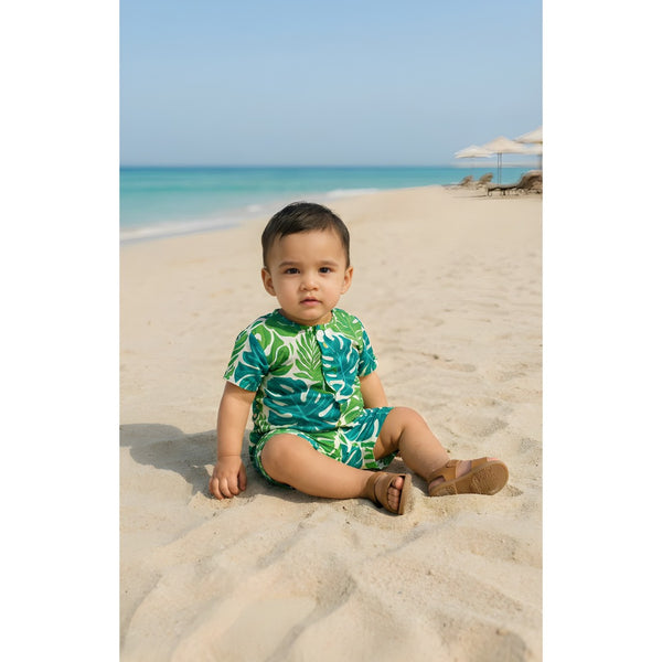 Tropical Monstera Leaf Baby Romper