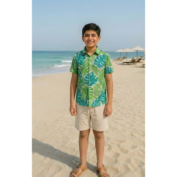 Tropical Monstera Leaf Boy Kid Shirt